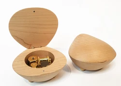 Most Interesting Shape Walnut Music Box Mechanism