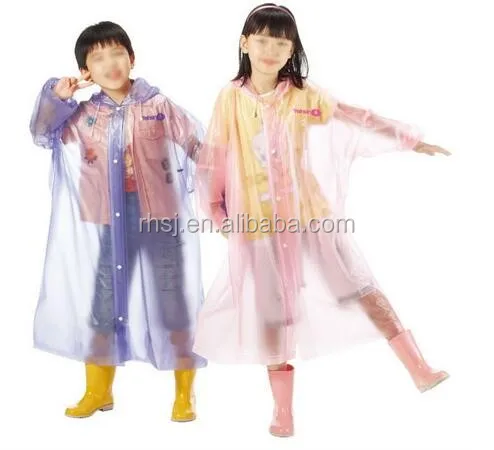 0.16mm fashional PVC raincoat for children with hood and tie