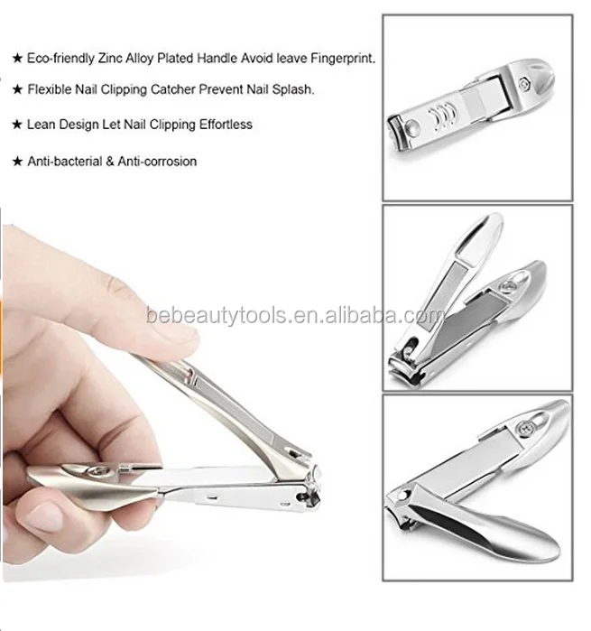 Nail Cutter Heavy Duty Zinc Alloy Stainless Steel Toenails Fingernails Built-In Nail File Curved Nail Clipping Catcher Clippers