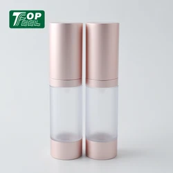 Wholesale In Stock High Quality Rose Gold 15ml Plastic Airless Pump Bottle Cosmetics Packaging