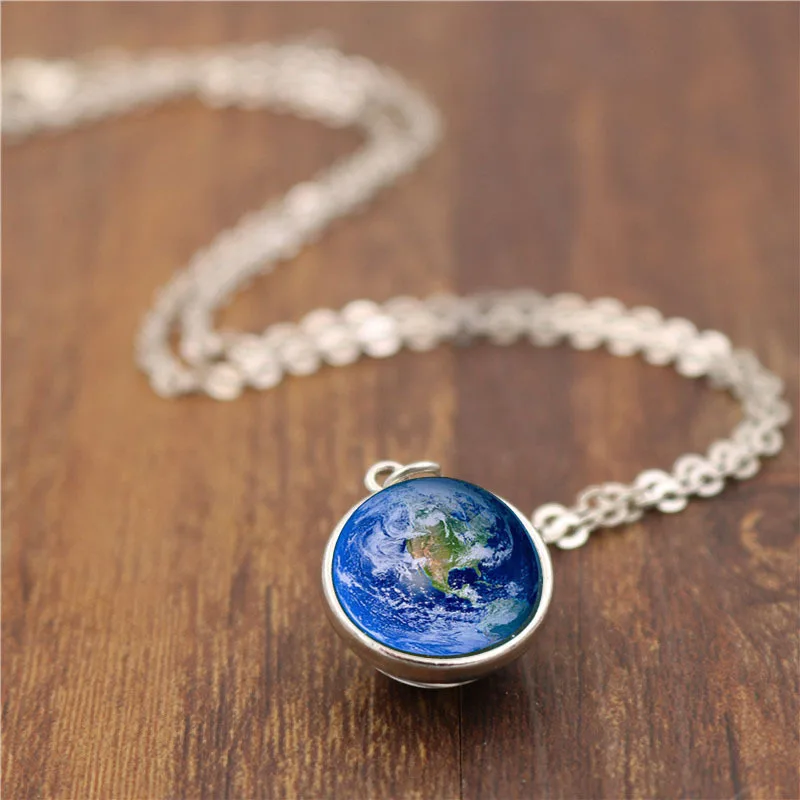 Planet  Necklace Pendant   Double Sided Glass necklace gold  jewellery