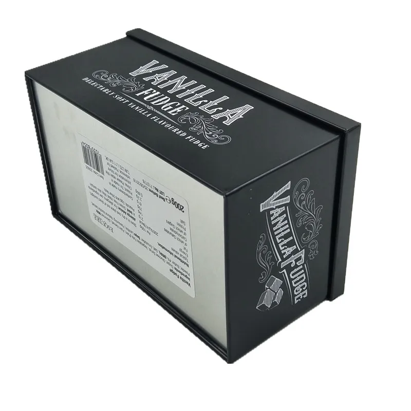 black rectangle candy metal tin box