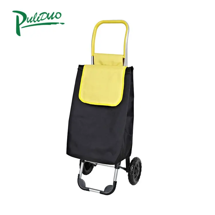 Foldable grocery cart two wheel shopping trolley bag