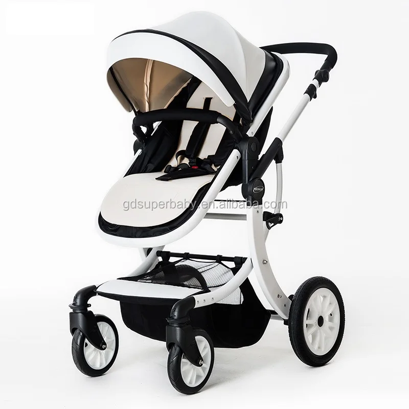 Super fashion high quality landscape leather luxury deluxe baby strollers baby pram 2 in 1