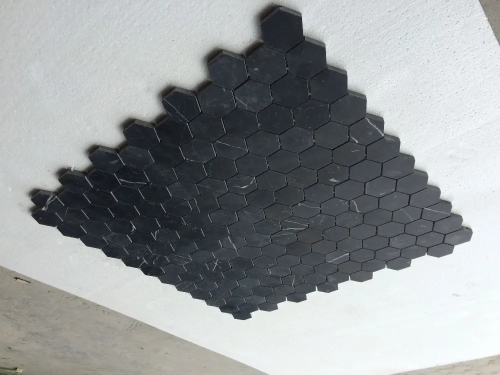 2 дюйма Marquina черный шестигранный отточенные дешевые мозаичные