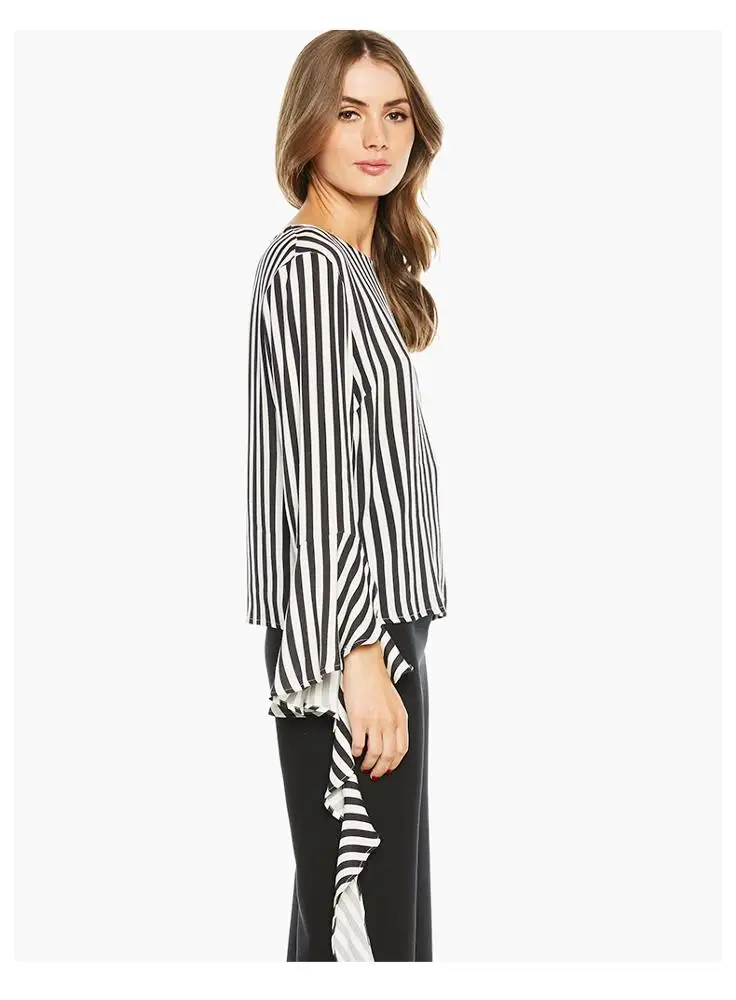 OEM/ODM Customized Fashion Ladies Summer Long Ruffle Sleeves Office Blouse