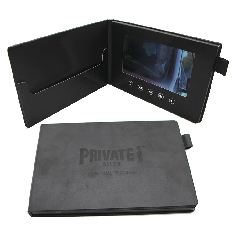 Leather 7 Inch Wholesale Customize Electronic Catalog  Lcd Screen Digital Display Blank Video Brochure for Greeting