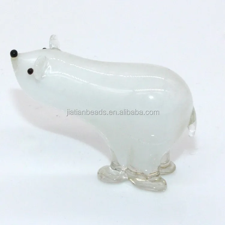 small murano glass pola bear animal figurine white sea bear glass bear figurine