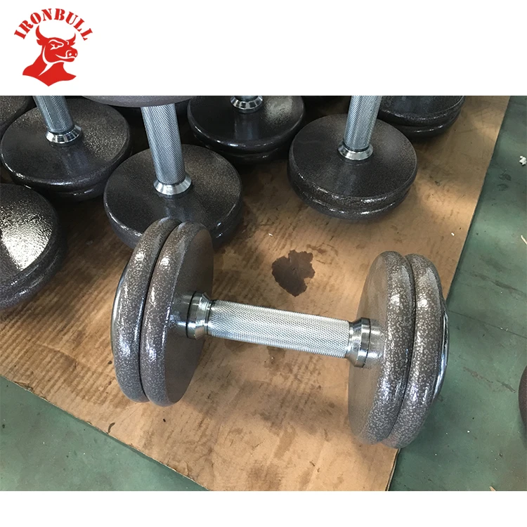 
Gray hammertone dumbbell with chrome end cap 