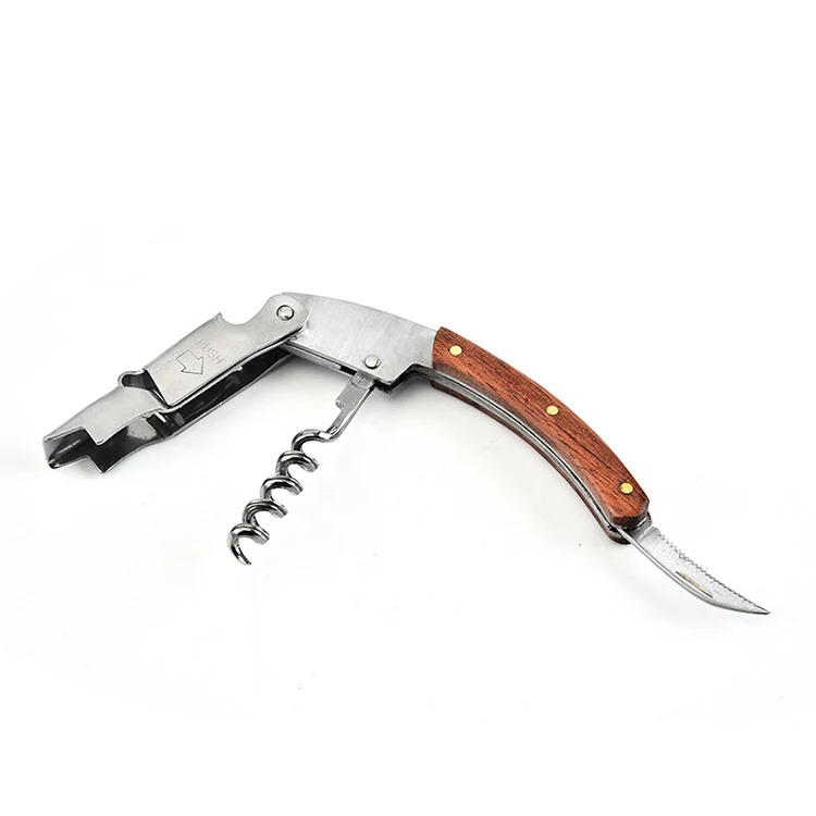 Хит продаж Профессиональный штопор из нержавеющей стали с инкрустацией розового дерева универсальный нож для официанта и бармена вина