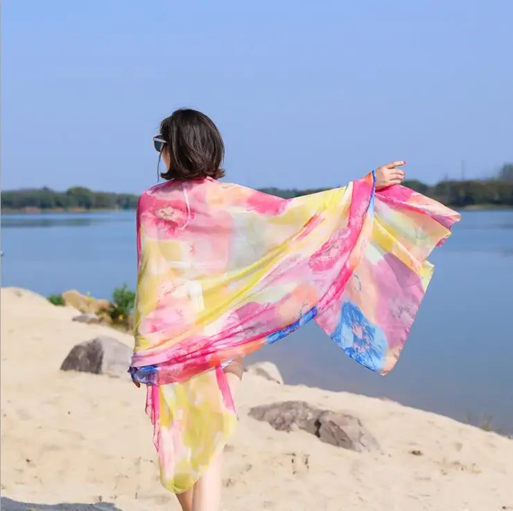 chiffon crepe print beach scarf shawl printing malaysia chiffon bubble printed beach shawl for women