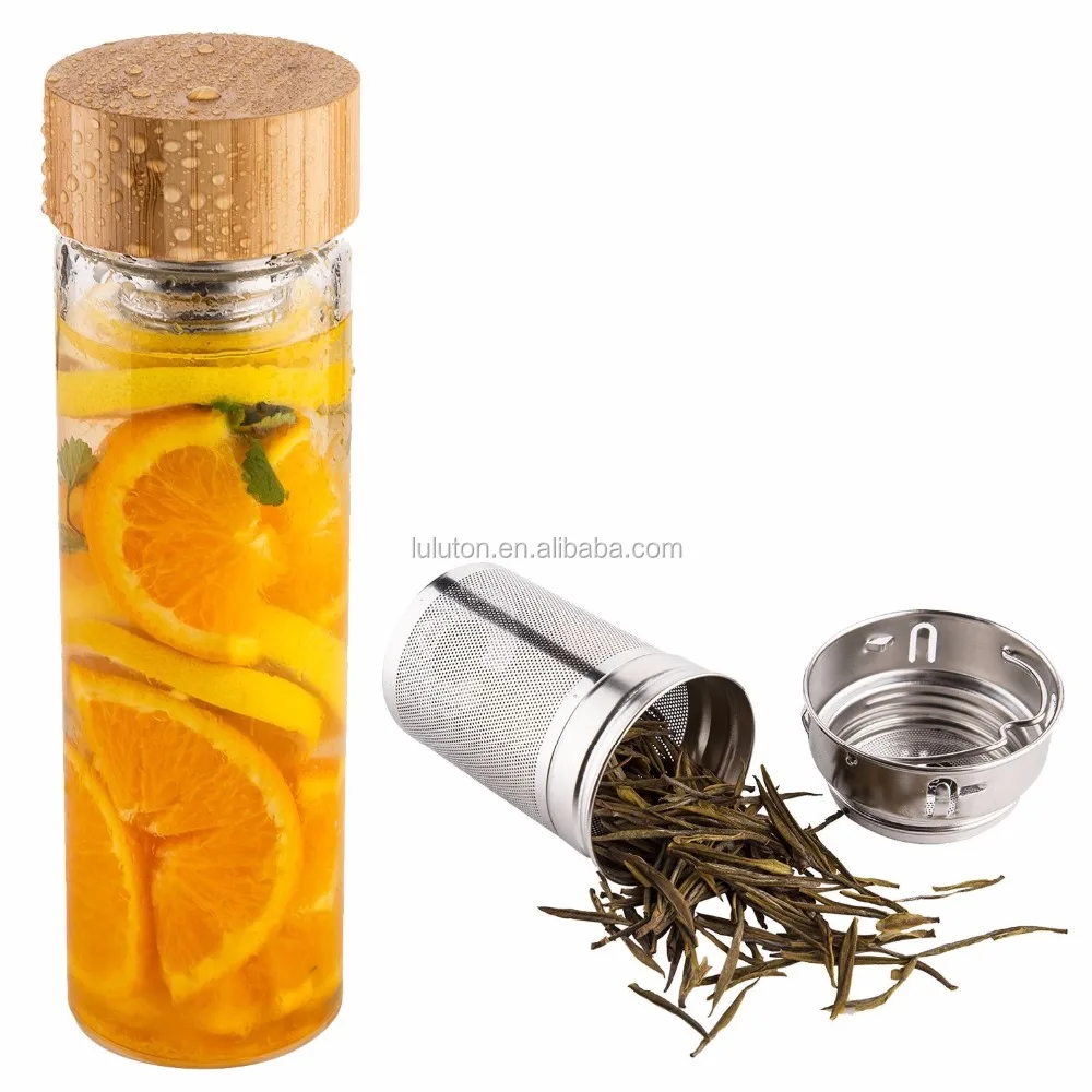 Tea Infuser Tumbler Fruit Infusion Glass Bottle Coffee Brewer with Filter