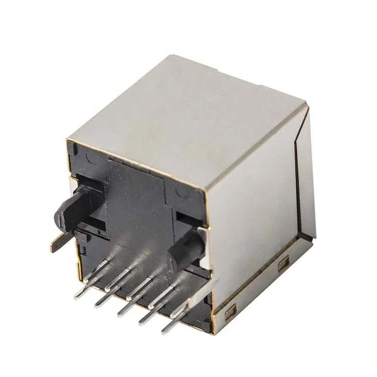 Metal shielded right angle SMD RJ45 connector with magnetics