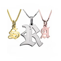 Custom Pendant Gold Silver Large Initial Big Alphabet Letter Necklace
