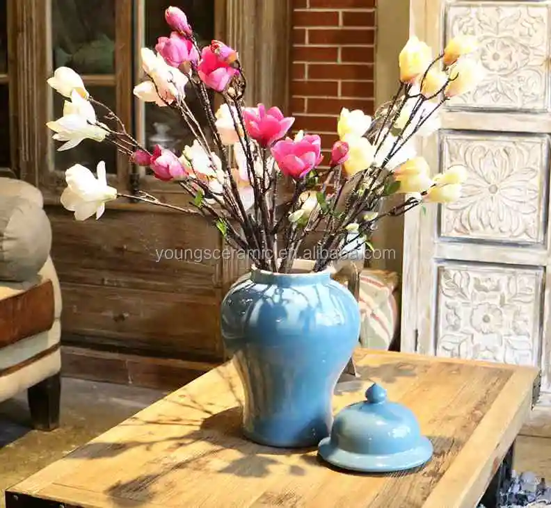 Chinese High Temperature Porcelain Solid Color Painting Ceramic Ginger Jars