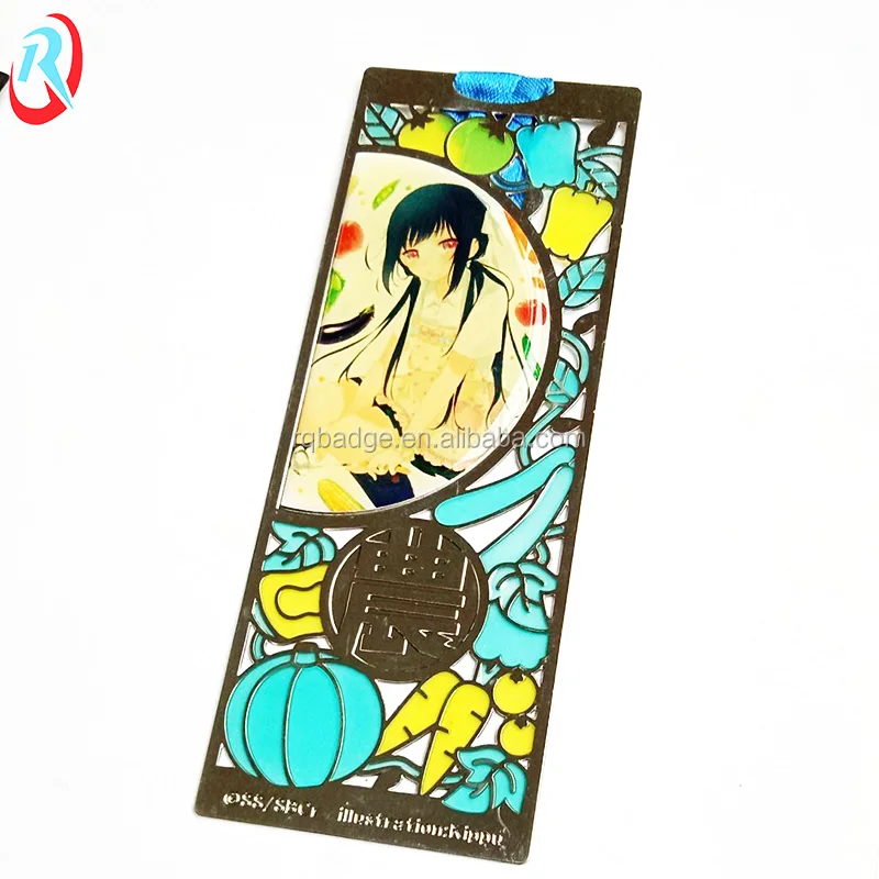 custom own  logo metal etching high quality transparent  enamel bookmark