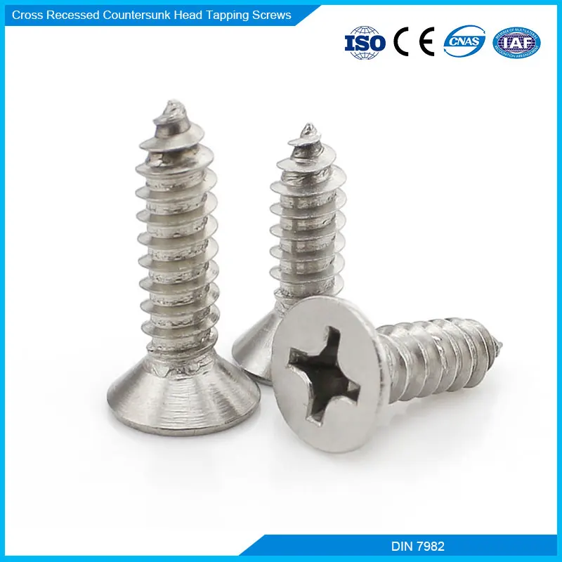 DIN7982 Cross Recessed Countersunk Head Tapping Screw For A2 A4 Stainless Steel Metric Fasteners