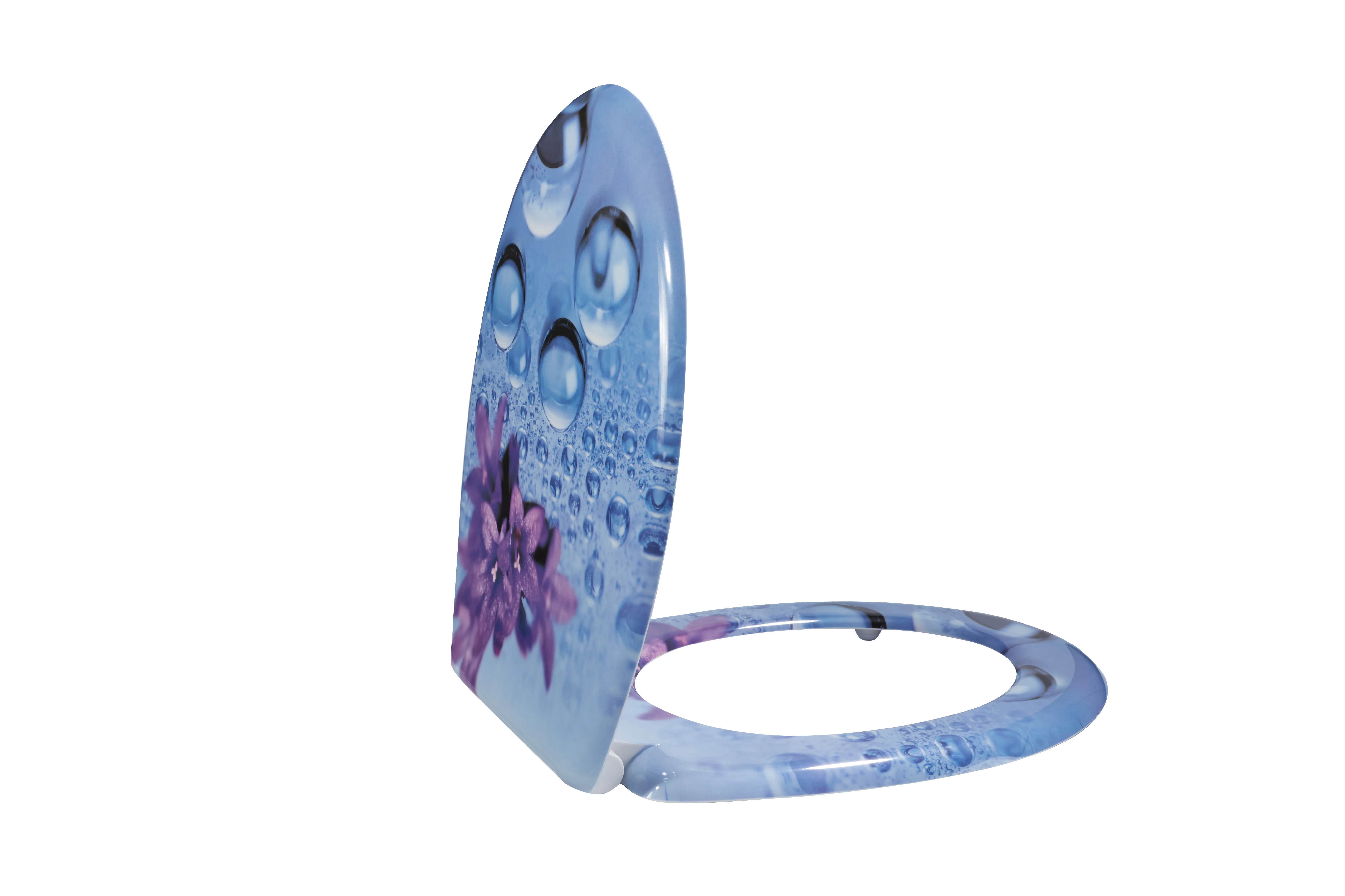 Decorated oval  shape  one button and quick release Duroplast toilet Lid