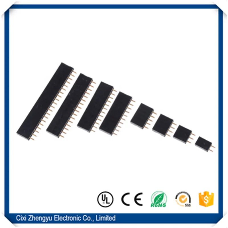 2.54mm Female Single Row Pin Header Strip PCB Connector 2/3/4/5/6/7/8/9/10/11/12/13/14/15/16/20/40 Pin
