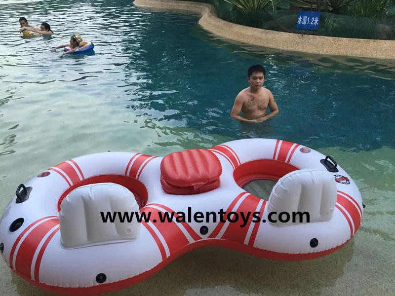Inflatable hot seal overlapping tubes,waterpark PVC tube double rider