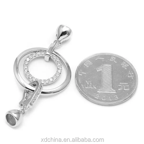 XD S1428 fine 925 sterling silver two rings with end caps necklace clasps