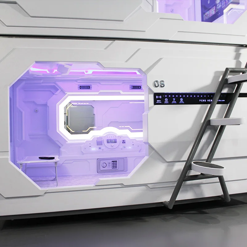 2016 Fashionable Modern Hotel Bedroom Furniture Sets Space Capsule Steel Metal Heavy Duty White Bunk Hostel Capsule Bed Hotel