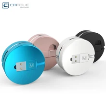 CAFELE Micro USB Mobile Phone Charger Cables 2 in1 100cm Retractable Cable For iPhone 5 5s 6 plus For Samsung Round Box Keychain