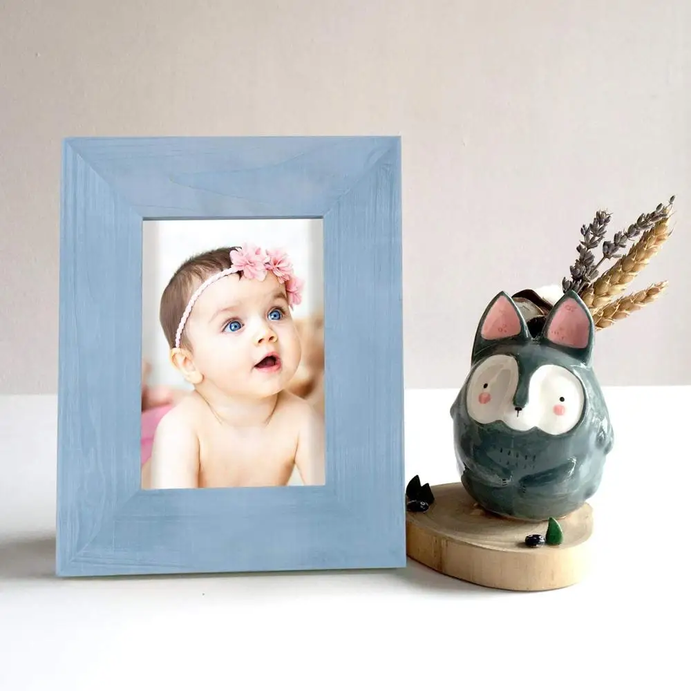 
2 Sets 5x7 Picture Frame, Rustic Wooden Blue Picture Frame for Farmhouse Decor-Made for Wall and Table Top Display 