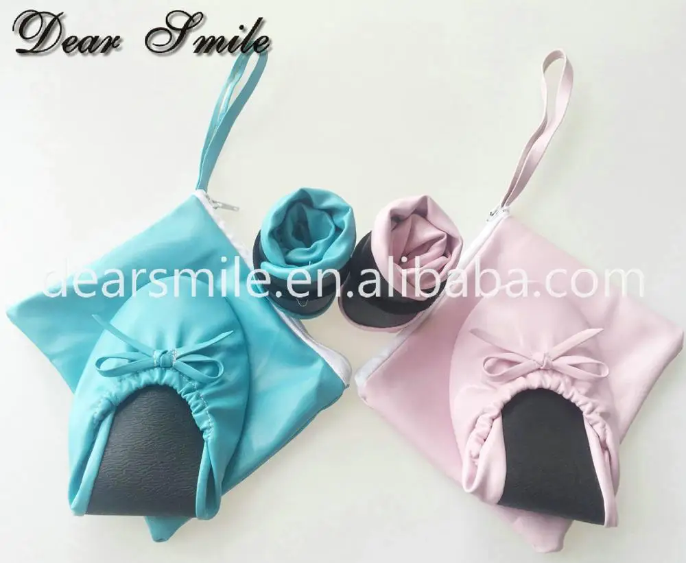 Colorful cute cream shoes flat shoes occasion shoes for young girls with pouch