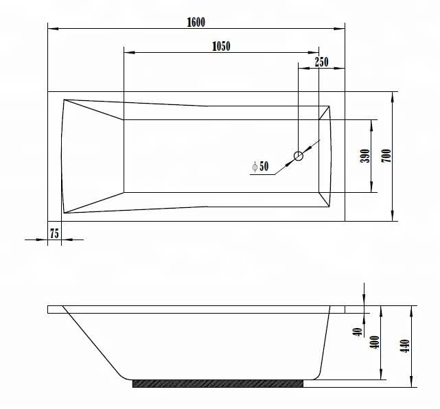 WTM-02820D Factory Wholesale Rectangle Massage capacity indoor whirlpool acrylic bathtub with massage function