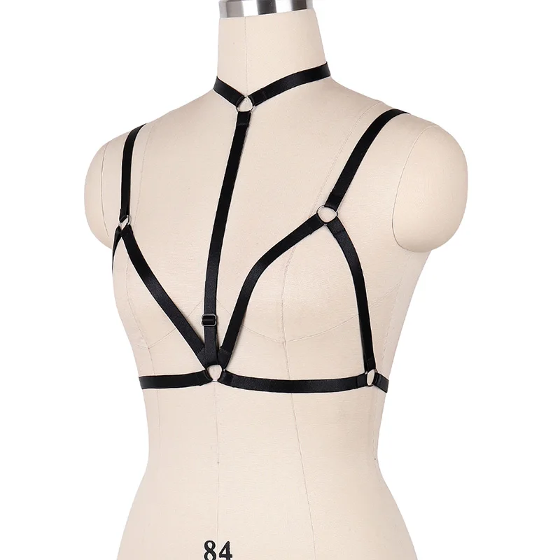 Bangdaerge Women Sexy Goth Lingerie Elastic Harness Bras O0198