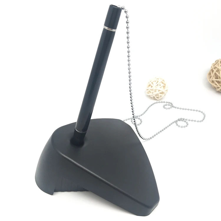 B-9317 Tailor Made Black Plastic Stationery Bank Desk Pen With Chain