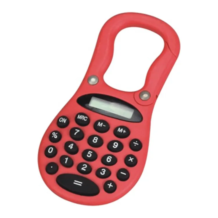 Supply logo printed mini Calculator with hook and carabiner for promotion