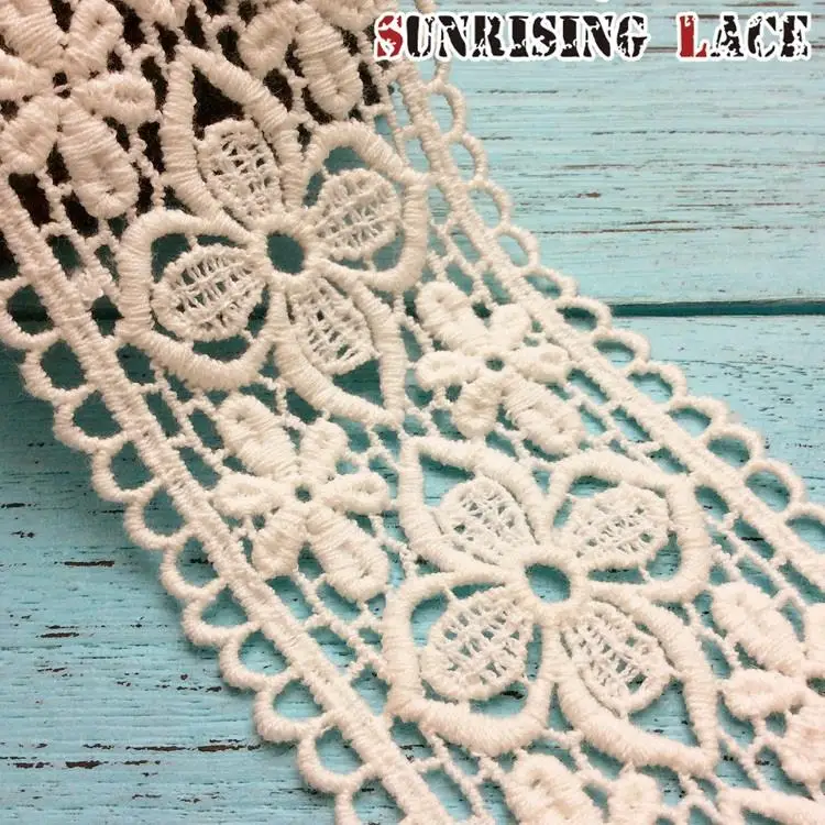 New Designs 3cm Embroidered Dress Wedding Turkish White Cotton Embroidery Lace Trim