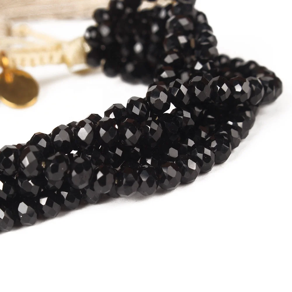 Moyamiya Boho Jewelry Multistrand 4mm Crystal Beaded 6 Layers Bohemian Tassel Bracelet Women