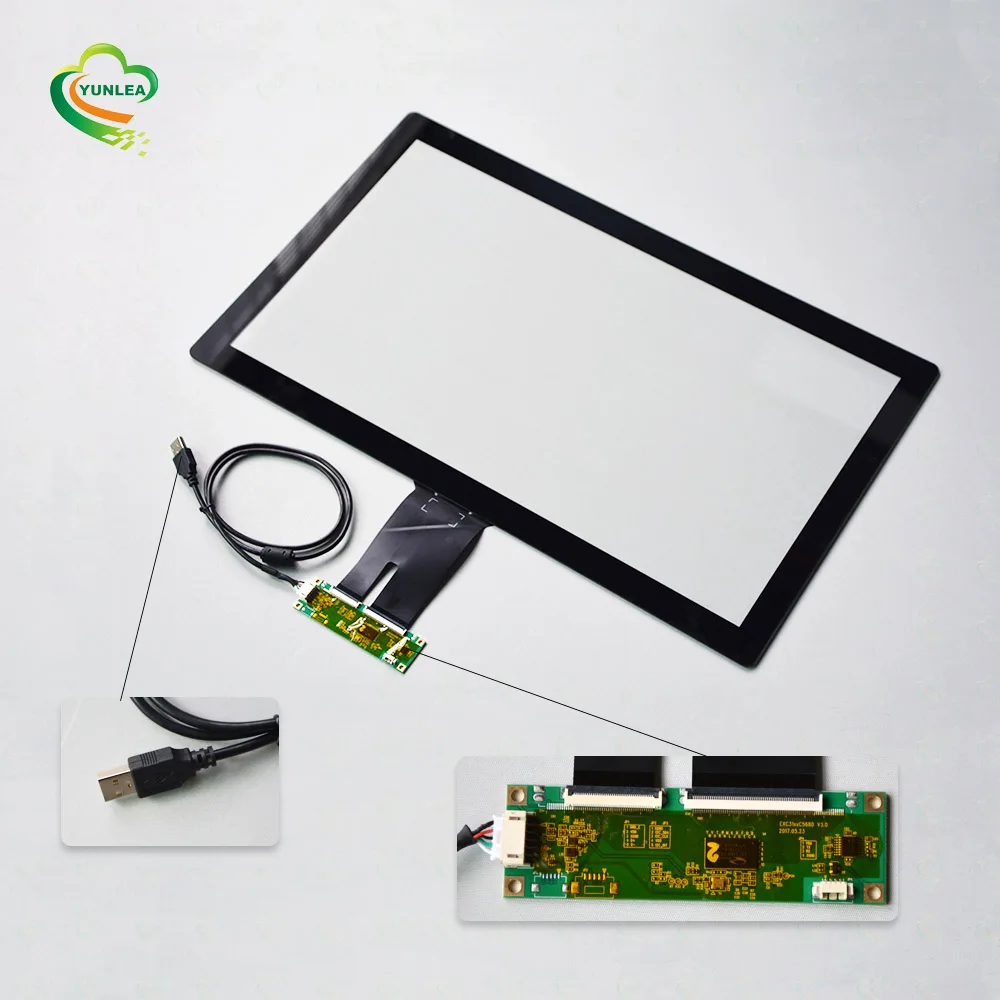 
China Touch panel 21.5 inch pcap touch screen Yunlea Glass+Glass structure USB interface ILITEK EETI available 