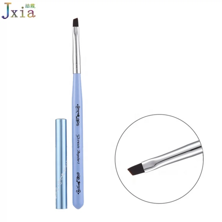Jiexia OEM Nail Beauty Tools Supply Wood Handle  Liner Drawing Flat UV Gel Painting Brush for Nail Polish