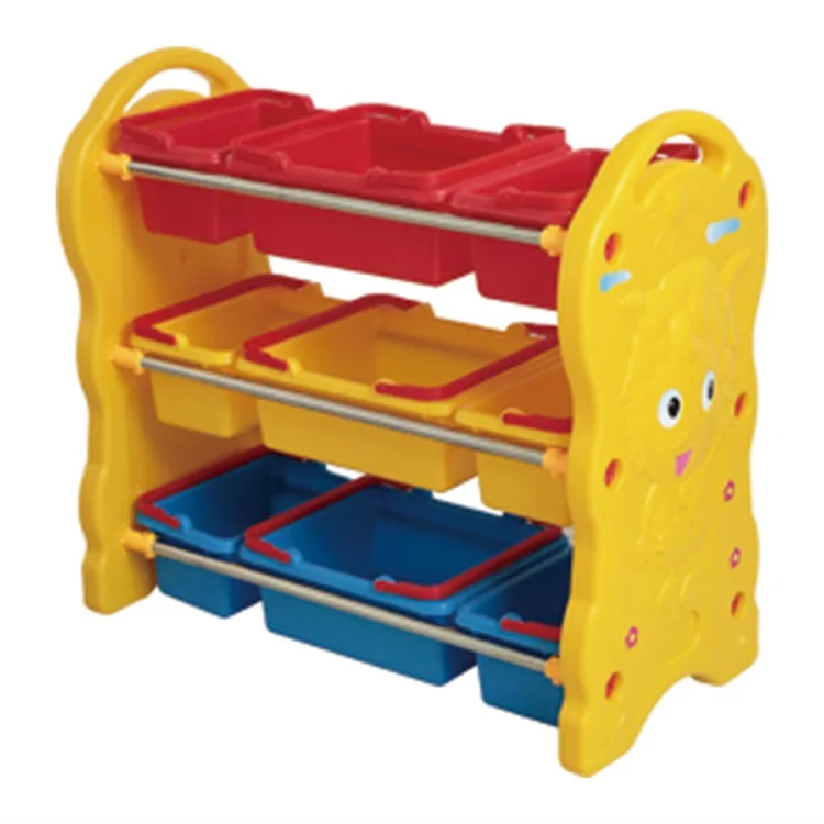 Nursery School Colorful Plastic Toy Shelf For Kindergarten