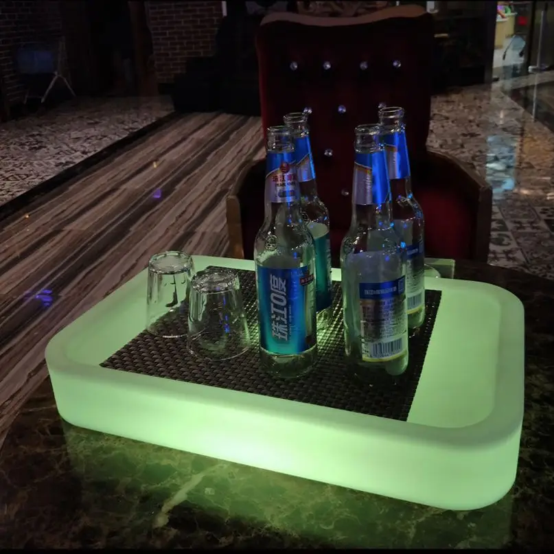Light up floating led drink holder tray