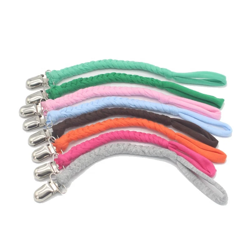 Baby Care Dummy Cotton Chain Pacifier Holder Clips Braided Pacifier Clip- Soft Fabric Binkie Clip holder