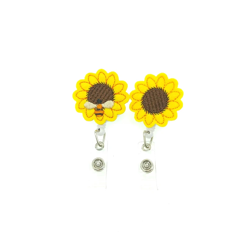 
Retractable Badge Holder with Alligator Clip, Sunflower ID Card Holder Nursing Badge Reel Holder for Women 