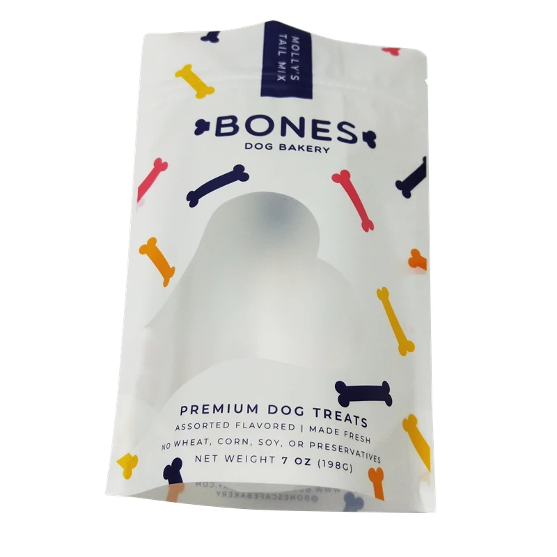 Top quality amazing price sealing plastic snack food dog pet food zip lock packaging bag with window