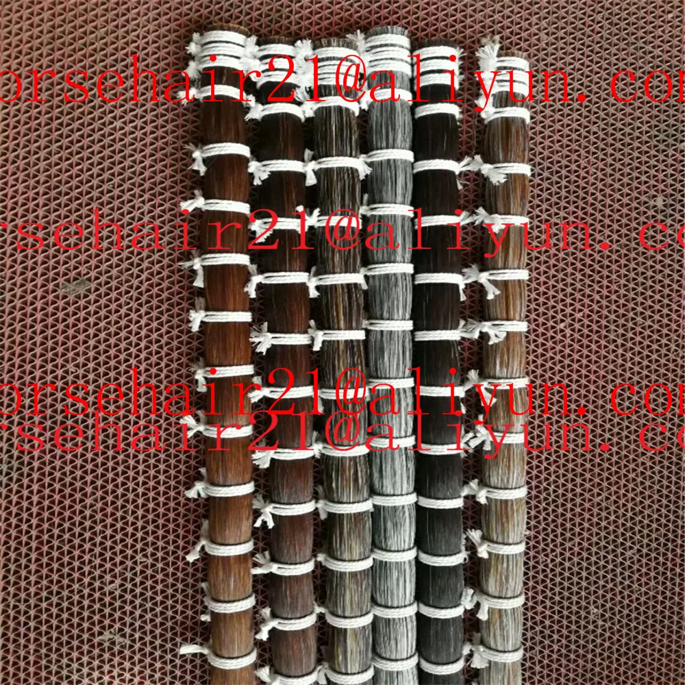 110CM Blunt cut bottom horsetail hair ( double drawn Tail hair ) 36Inch Black horse tail hairs for sale