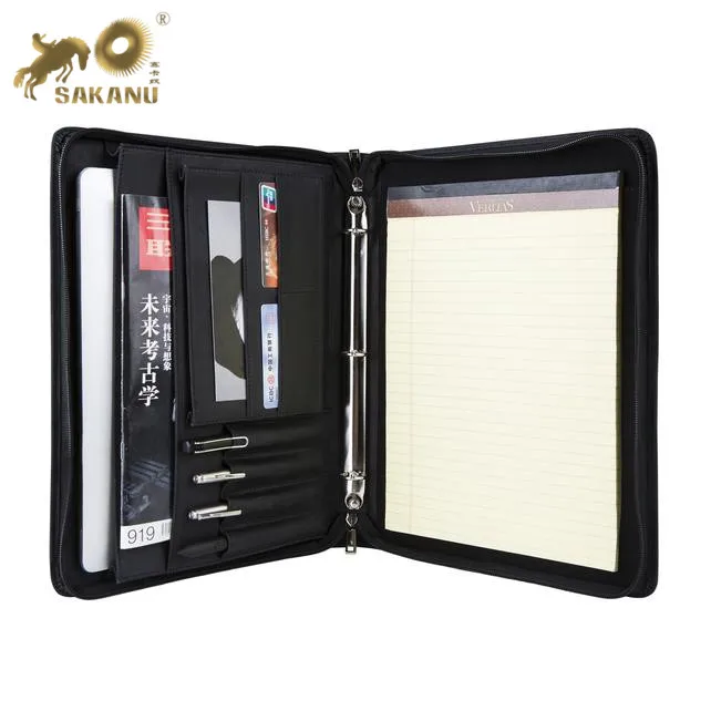 
Personalized Leather Portfolio, 3 Ring Binder Padfolio, Letter Size / A4 Document Organizer Folder 