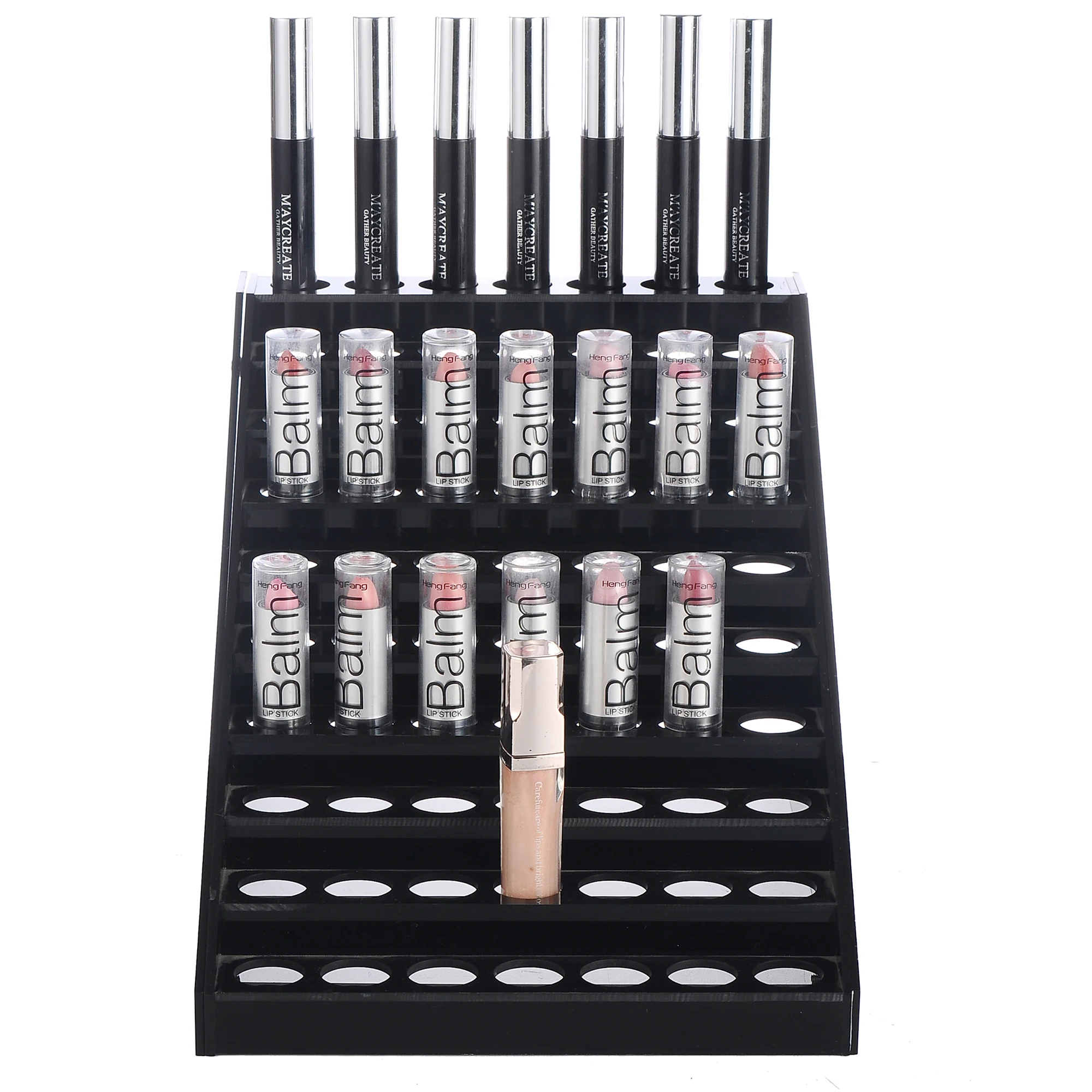 Wholesale acrylic lipstick counter display holder stand custom makeup display stand cosmetic lipstick desktop storage rack