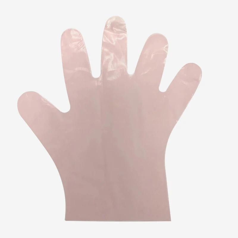 One time use Embossed Light Duty Transparent Pink CPE Disposable Plastic Gloves for Food Service