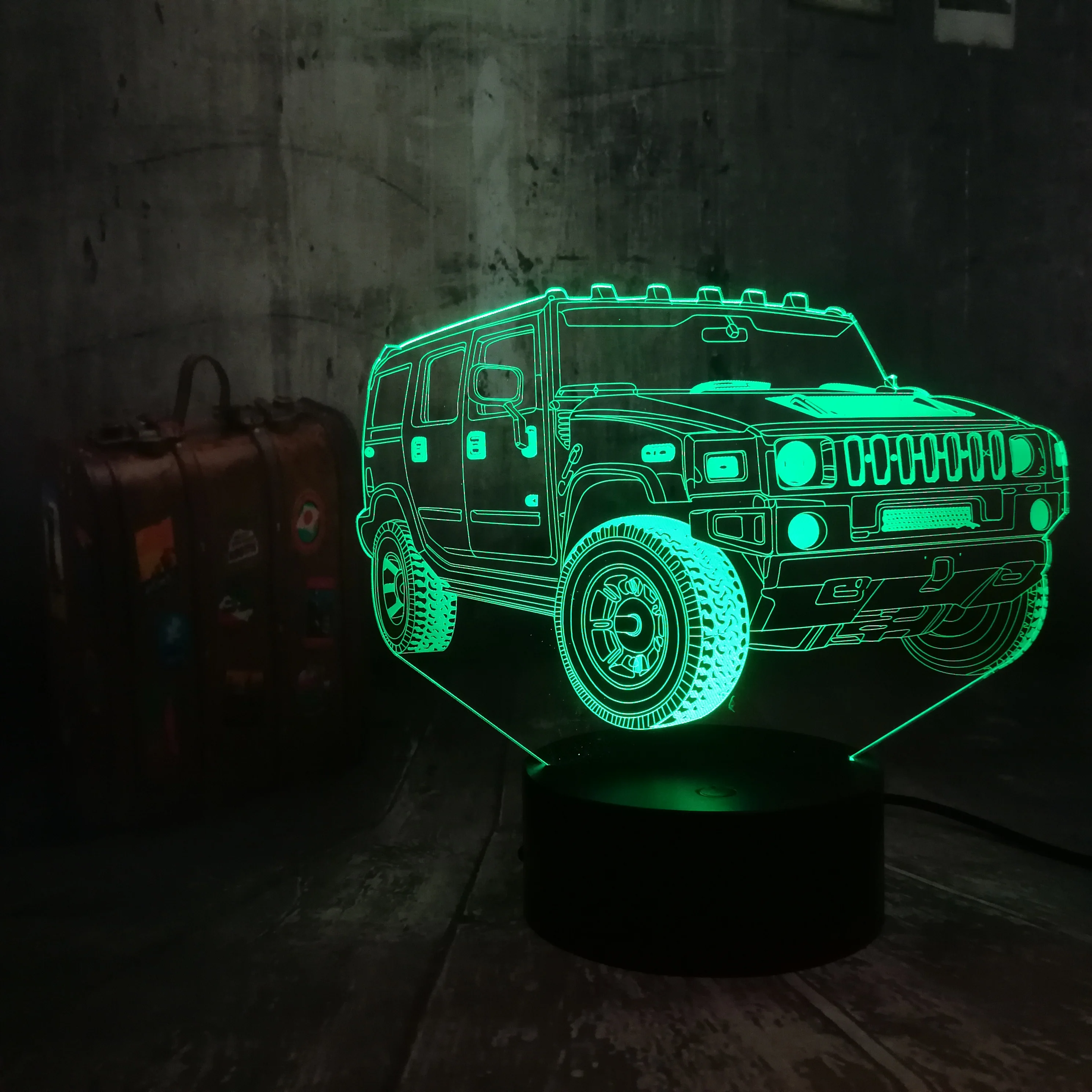 Remote Control  Jeep Car 7 Color Dimming Gradient RGB 3D LED Night Light Boys Bedside Sleeping Male Friend Birthday Xmas Gifts