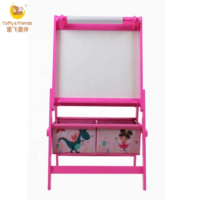 Toffy & Friends art standing easel double-sided with blackboard and storage  Girl Unicorn design