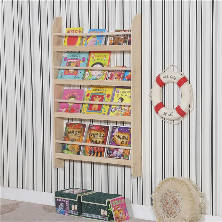 Kids Wall Bookcase Wood Shelf