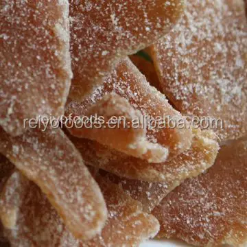 
dried crystallized red black ginger in small packs 